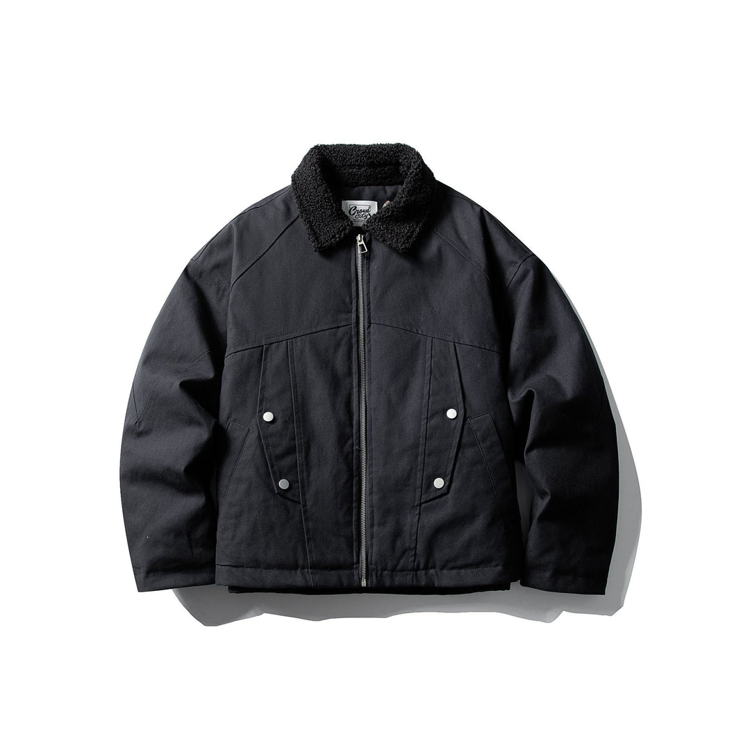 Unisex Kurzer Canvas-Fieldblouson mit Teddykragen und Zwei-Wege-Reißverschluss Nord Taschen