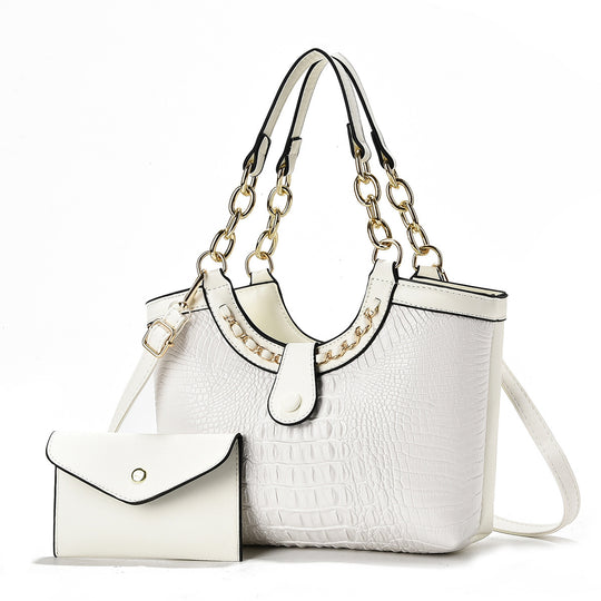 Damen Handtasche mit luxuriösem Krokodil-Look und abnehmbarer Mini-Clutch Nord Taschen