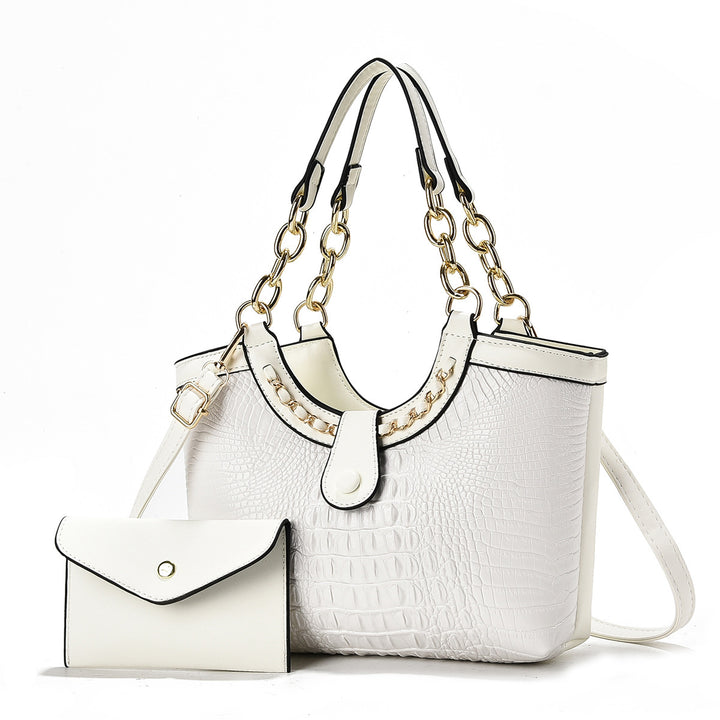 Damen Handtasche mit luxuriösem Krokodil-Look und abnehmbarer Mini-Clutch Nord Taschen
