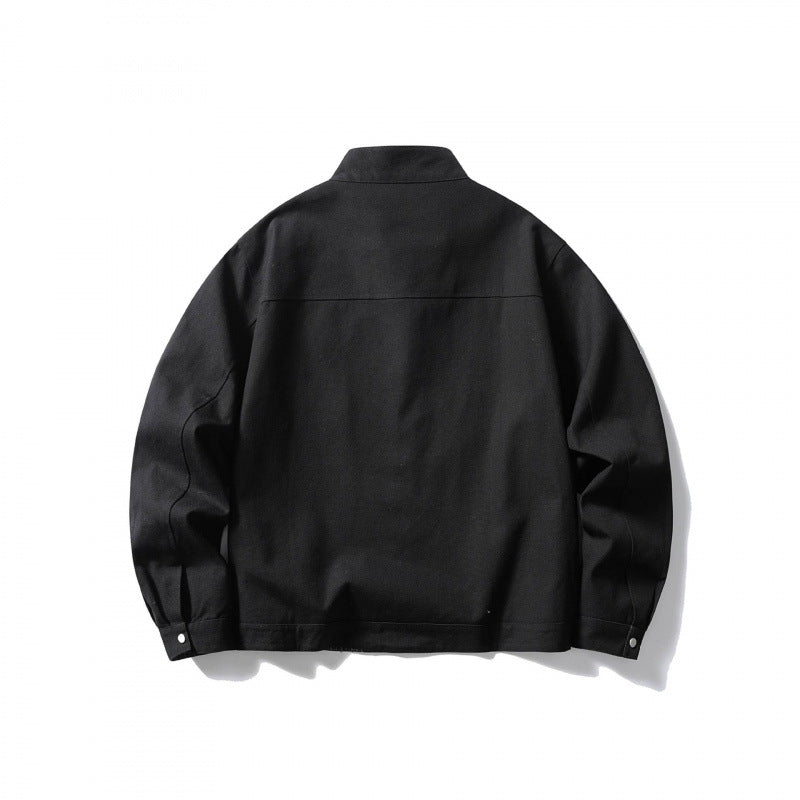Herren leichte Baumwoll-Canvas Jacke mit Stehkragen und kariertem Innenfutter Nord Taschen