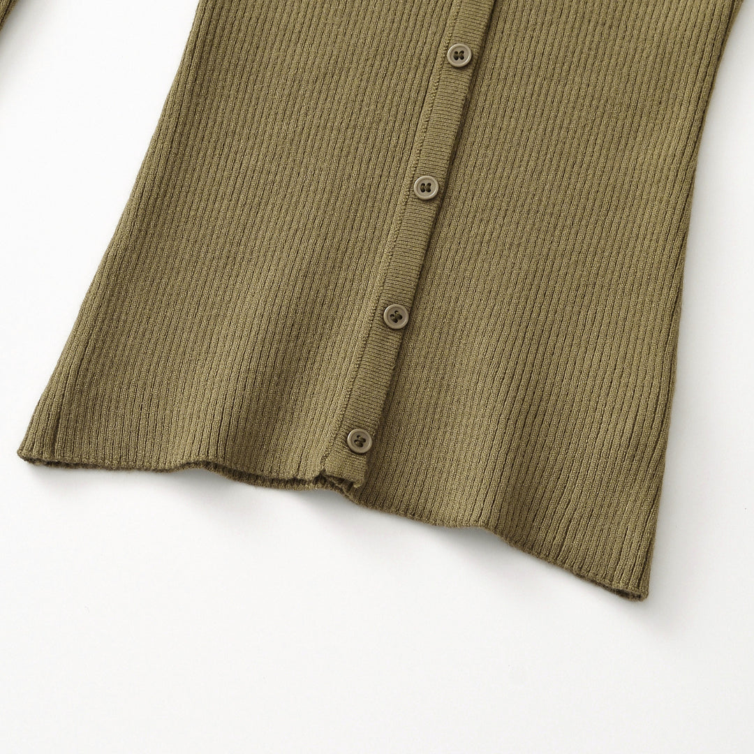 Damen Gerippte Feinstrick-Cardigan mit tiefem V-Ausschnitt und Knopfleiste Nord Taschen
