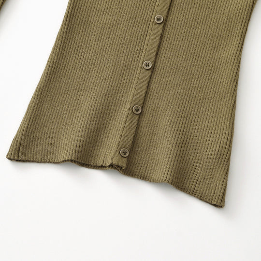 Damen Gerippte Feinstrick-Cardigan mit tiefem V-Ausschnitt und Knopfleiste Nord Taschen