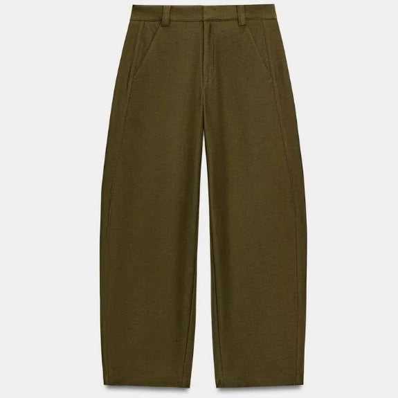 Damen Hochtaillierte Culotte-Hose mit weitem Bein und dekorativem Taillengürtel Nord Taschen