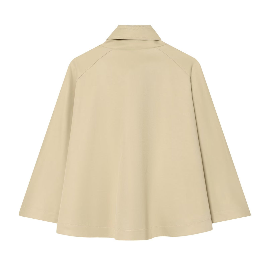 Damen Kurzes Trench-Cape mit Stehkragen, Schulterpatten und doppelter Knopfleiste Nord Taschen