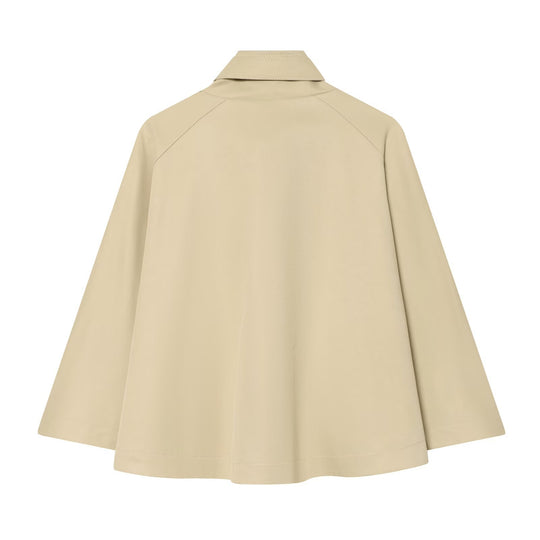 Damen Kurzes Trench-Cape mit Stehkragen, Schulterpatten und doppelter Knopfleiste Nord Taschen