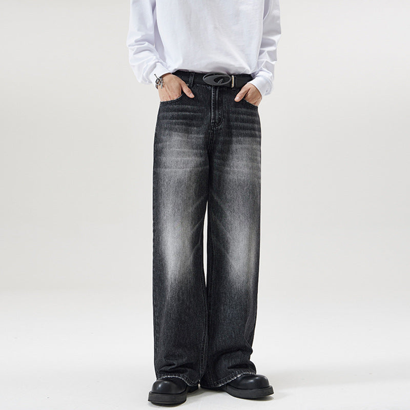 Herren Weite Vintage-Denim-Jeans mit ausgeprägtem Fade und geradem Bein Nord Taschen