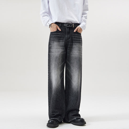 Herren Weite Vintage-Denim-Jeans mit ausgeprägtem Fade und geradem Bein Nord Taschen
