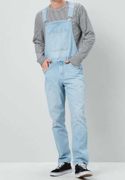 Herren Denim Latzhose im Vintage-Stil mit regulierbaren Trägern und praktischen Taschen - Vittorelli