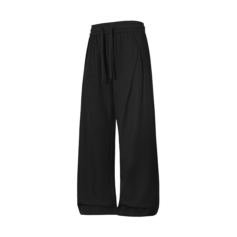 Damen Leichte Leinenoptik Palazzo-Hose mit elastischem Tunnelzugbund und dekorativen Falten Nord Taschen