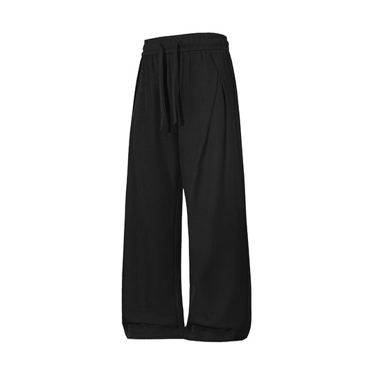 Damen Leichte Leinenoptik Palazzo-Hose mit elastischem Tunnelzugbund und dekorativen Falten Nord Taschen
