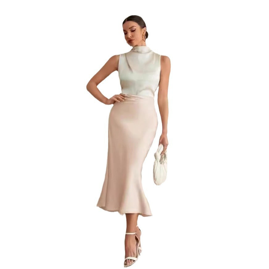 Damen eleganter Midirock mit sanftem Schnitt und hohem Bund