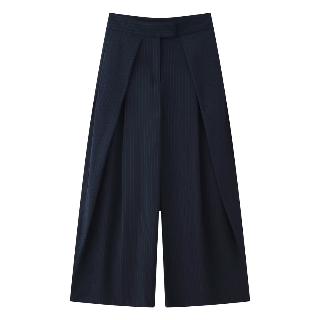 Damen weit geschnittene Culotte-Hose mit eleganten Falten und hohem Bund