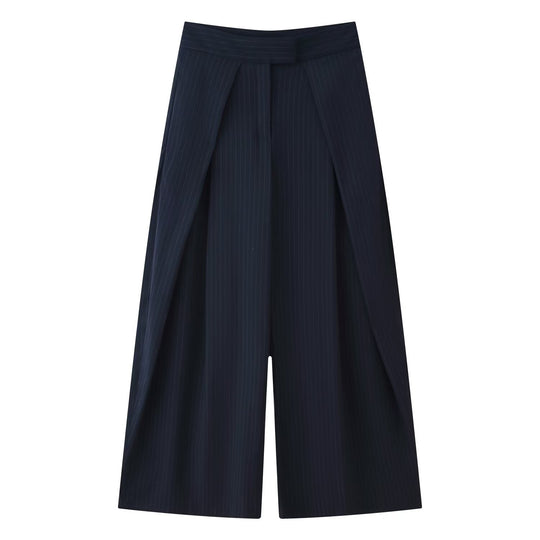 Damen weit geschnittene Culotte-Hose mit eleganten Falten und hohem Bund