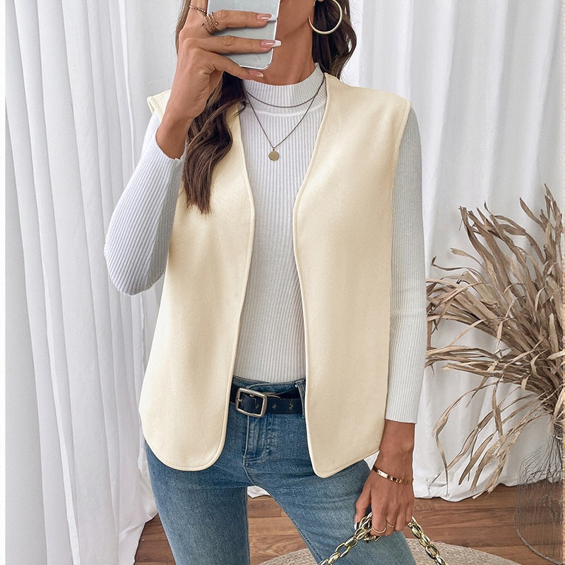 Damen Elegantes ärmelloses Blazer-Oberteil Nord Taschen