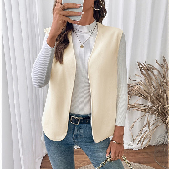 Damen Elegantes ärmelloses Blazer-Oberteil Nord Taschen