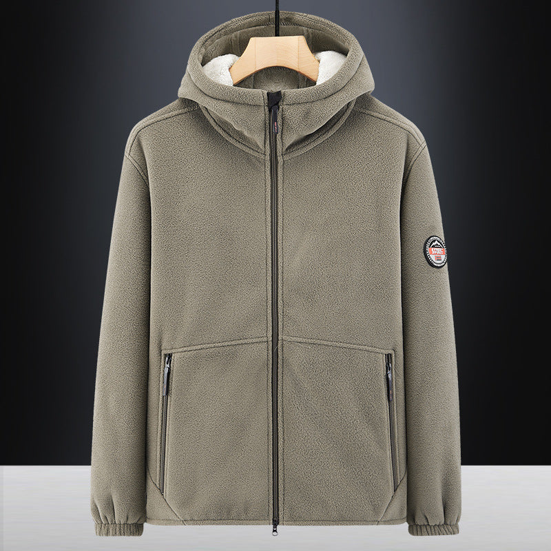 Herren Isolierte Fleece-Hoodiejacke mit Sherpa-Innenfutter und Zwei-Wege-Reißverschluss Nord Taschen