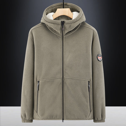 Herren Isolierte Fleece-Hoodiejacke mit Sherpa-Innenfutter und Zwei-Wege-Reißverschluss Nord Taschen