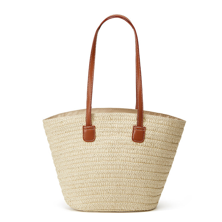 Damen Stroh-Tasche mit hochwertigen Kunstledergriffen Nord Taschen