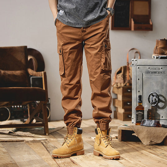 Herren Canvas-Cargojogger mit verstärkten Kniepaneelen, elastischem Komfortbund und Organizer-Taschen Nord Taschen
