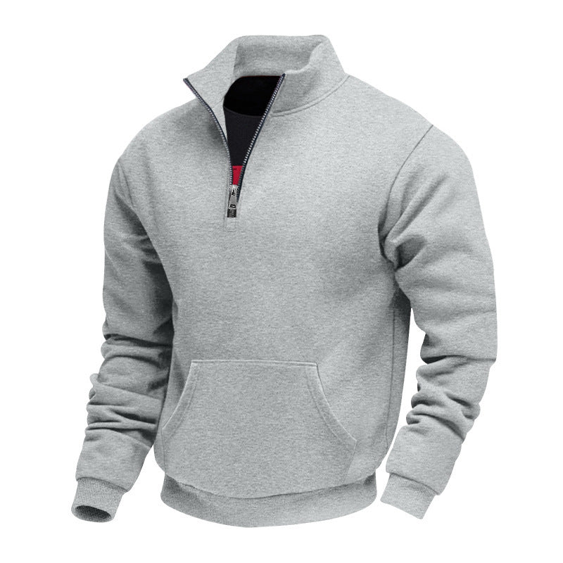 Herren Halbzip-Sweatshirt mit Stehkragen, Kängurutasche und Rippbündchen Nord Taschen