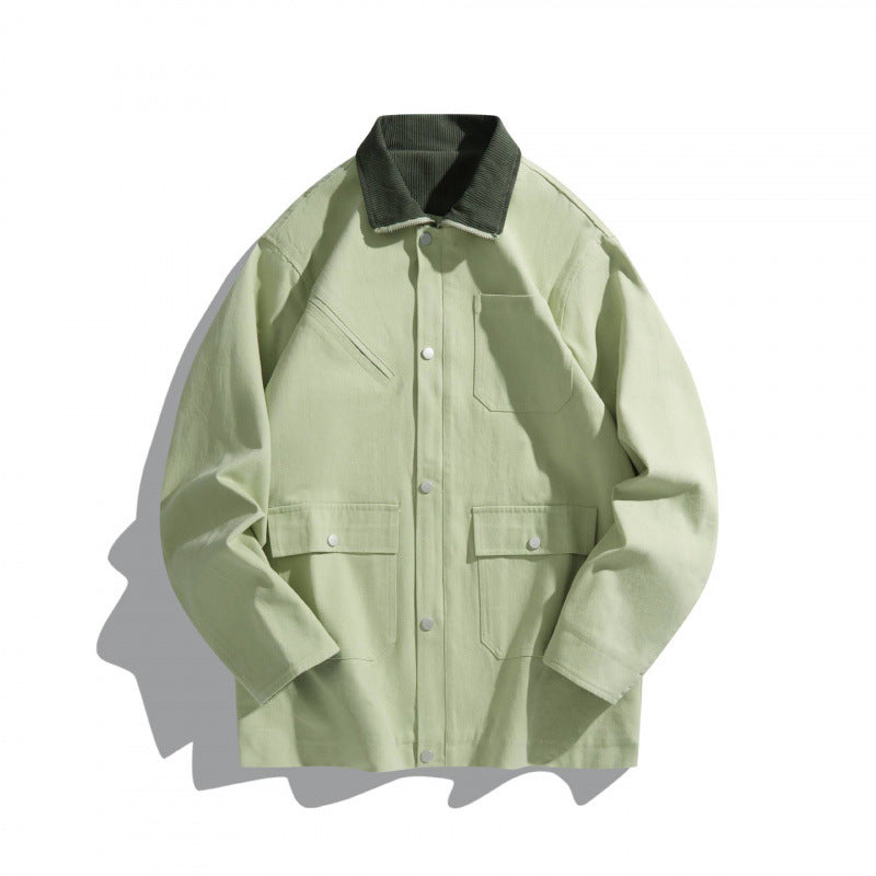 Unisex Kastenförmige Canvas-Fieldjacke mit Kontrast-Cordkragen und Utility-Taschen Nord Taschen
