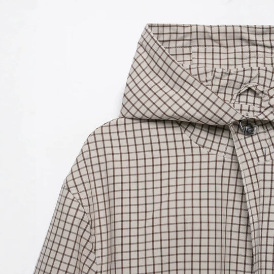Damen Kariertes Cropped-Blouson mit Kapuze, Tunnelzug und Reißverschluss Nord Taschen