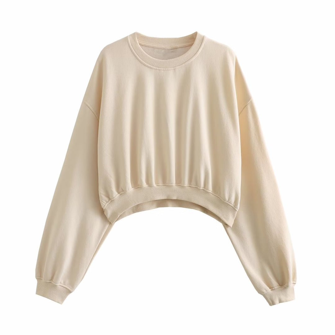 Damen Kurzes Oversize‑Sweatshirt mit gerafftem Saum und Ballonärmeln Nord Taschen