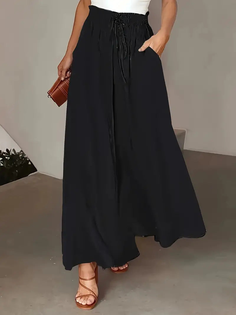 Damen Weit geschnittene Sommerhose mit Punkte-Design Nord Taschen