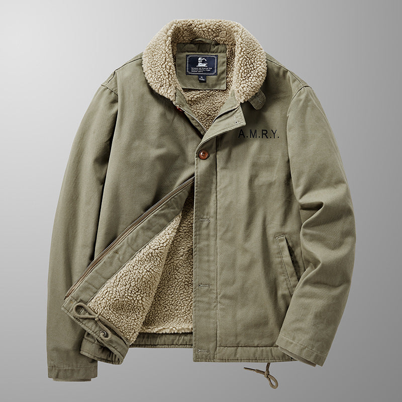 Herren Canvas-Arbeitsjacke mit Sherpa‑Futter, Thermo‑Innenlage und Kordelzugsaum Nord Taschen