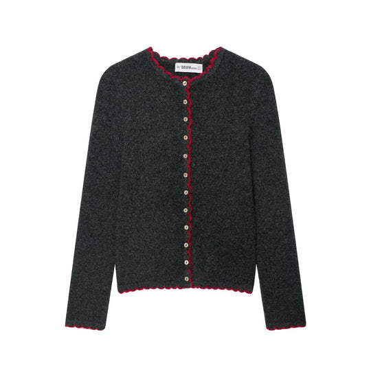 Damen Feinstrick-Cardigan mit Muschelkante und Perlmuttknöpfen Nord Taschen