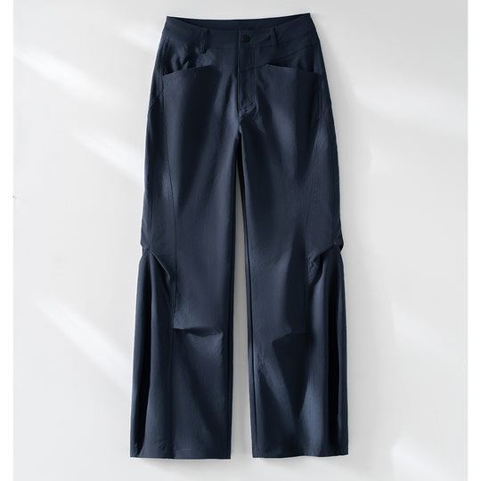 Damen Weite hochgeschnittene Hose mit seitlichen Schlitz‑Panels und markanten Nahtdetails Nord Taschen
