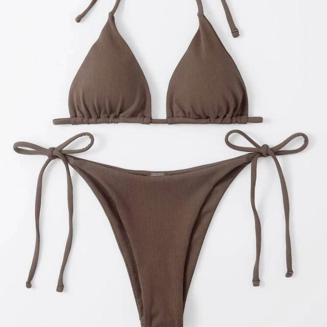 Damen Triangel-Bikini mit seitlichem Knoten und verstellbaren Trägern