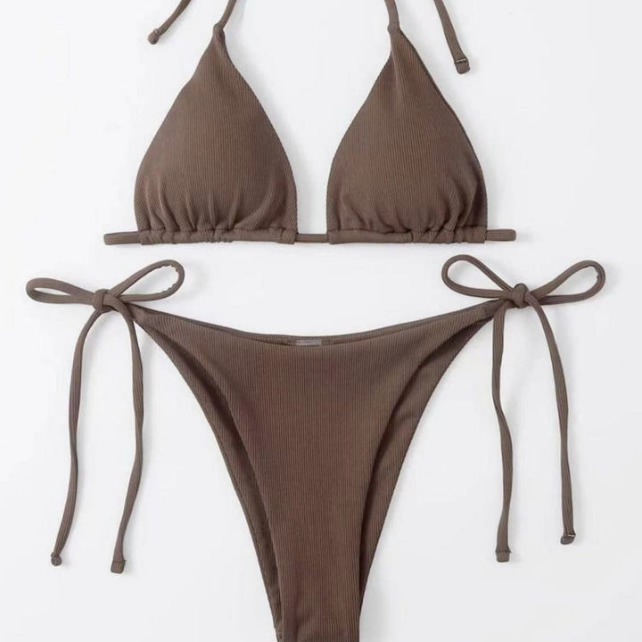 Damen Triangel-Bikini mit seitlichem Knoten und verstellbaren Trägern