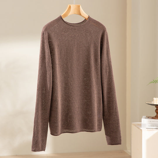 Damen Feiner leichtgewichtiger Rundhals-Feinstrickpullover mit Raglanärmeln Nord Taschen