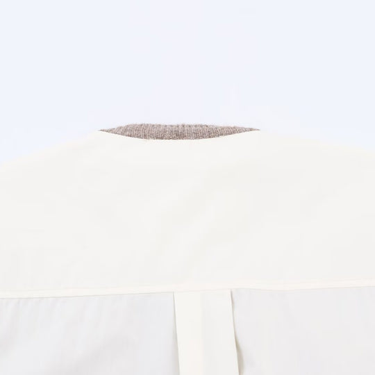 Damen Lässige Strickjacke mit angesetztem Blusenbesatz und V-Ausschnitt Nord Taschen