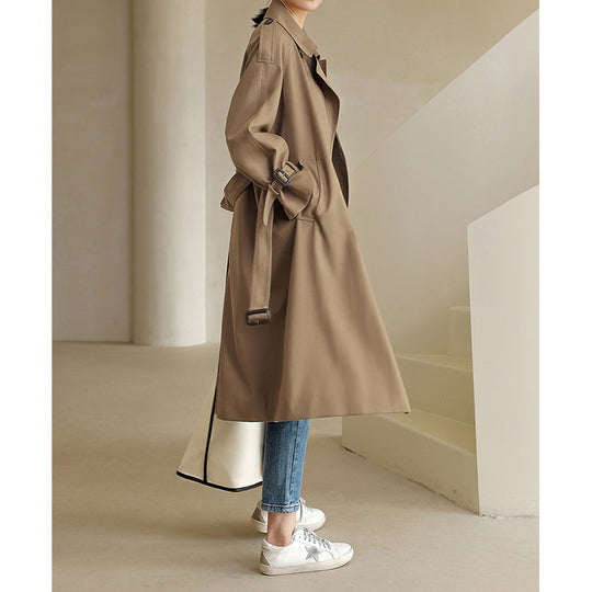Damen Eleganter Trenchcoat mit doppelter Knopfleiste und praktischem Taillengürtel Nord Taschen