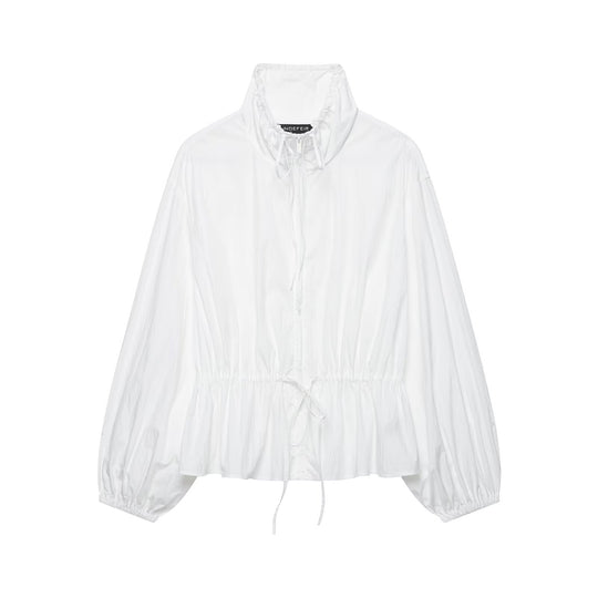 Damen Ultralight Cropped Anorak mit Tunnelzugtaillierung, Ballonärmeln und hohem Stehkragen Nord Taschen