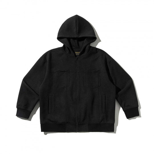 Unisex Oversize Kapuzen‑Zipjacke aus Waffelstrick mit Brust‑ und Eingrifftaschen Nord Taschen