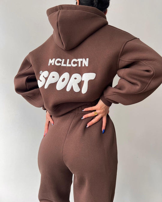 Damen Cropped Kapuzenpullover und High‑Waist Jogginghose Lounge‑Set aus Baumwollfleece Nord Taschen