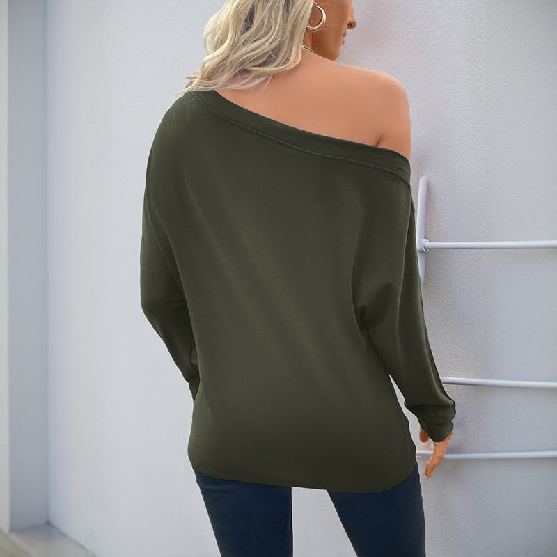 Damen Off-Shoulder Langarmshirt aus weichem Viskose-Jersey mit überschnittener Schulter Nord Taschen