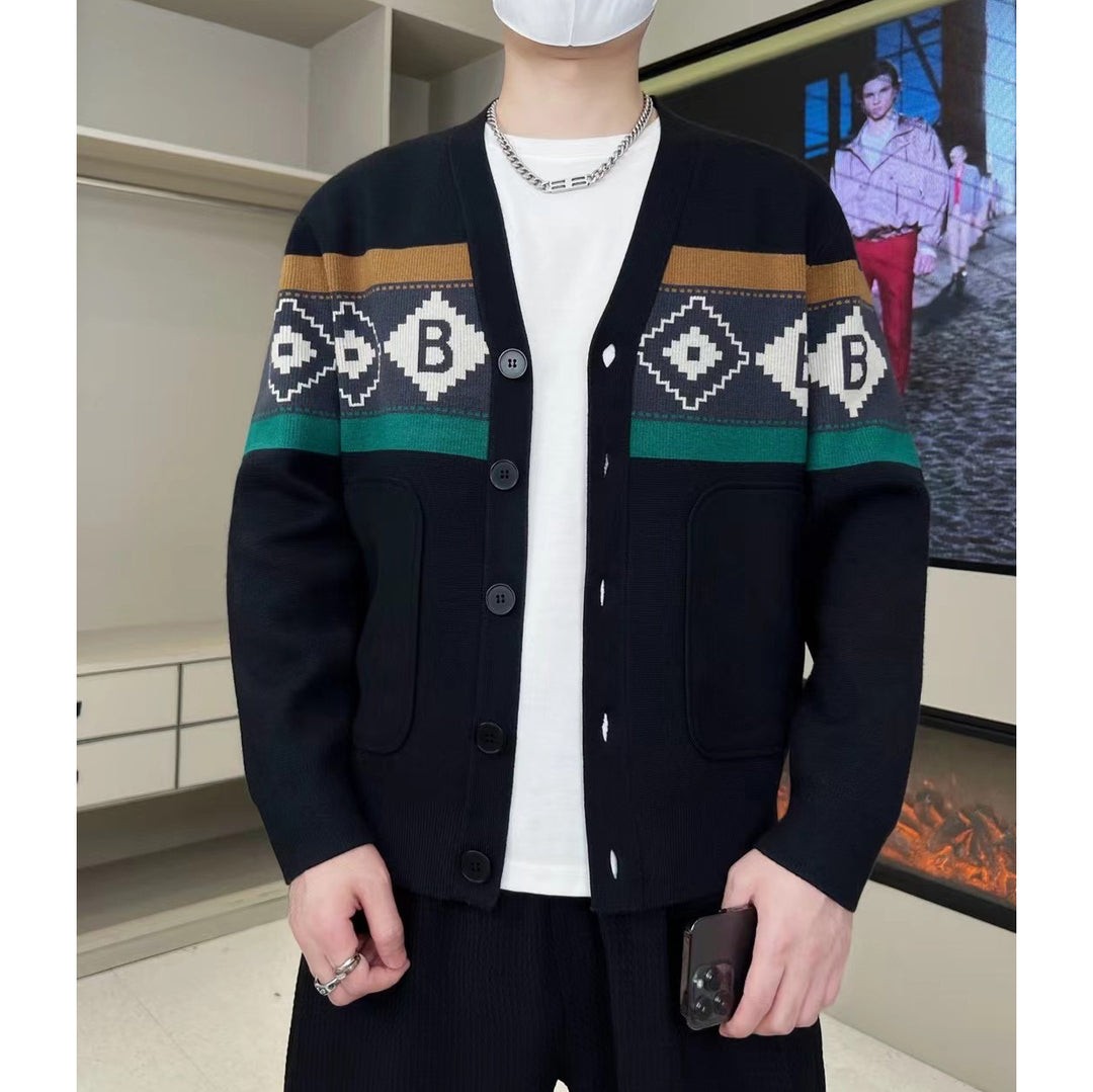 Herren Modische Strickjacke mit grafischem Muster Nord Taschen