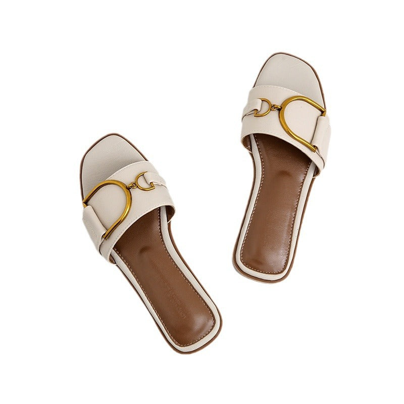 Damen Elegante Slides mit luxuriösem goldenen Akzent und bequemem Fußbett Nord Taschen