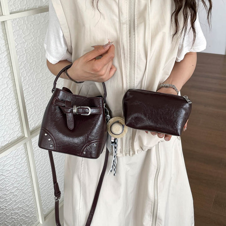 Damen stilvolle Mini-Beuteltasche mit abnehmbarem Kosmetiktäschchen Nord Taschen