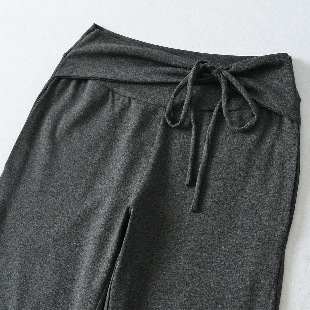 Damen Weite Jersey-Loungehose mit Umschlagbund und Tunnelzug Nord Taschen