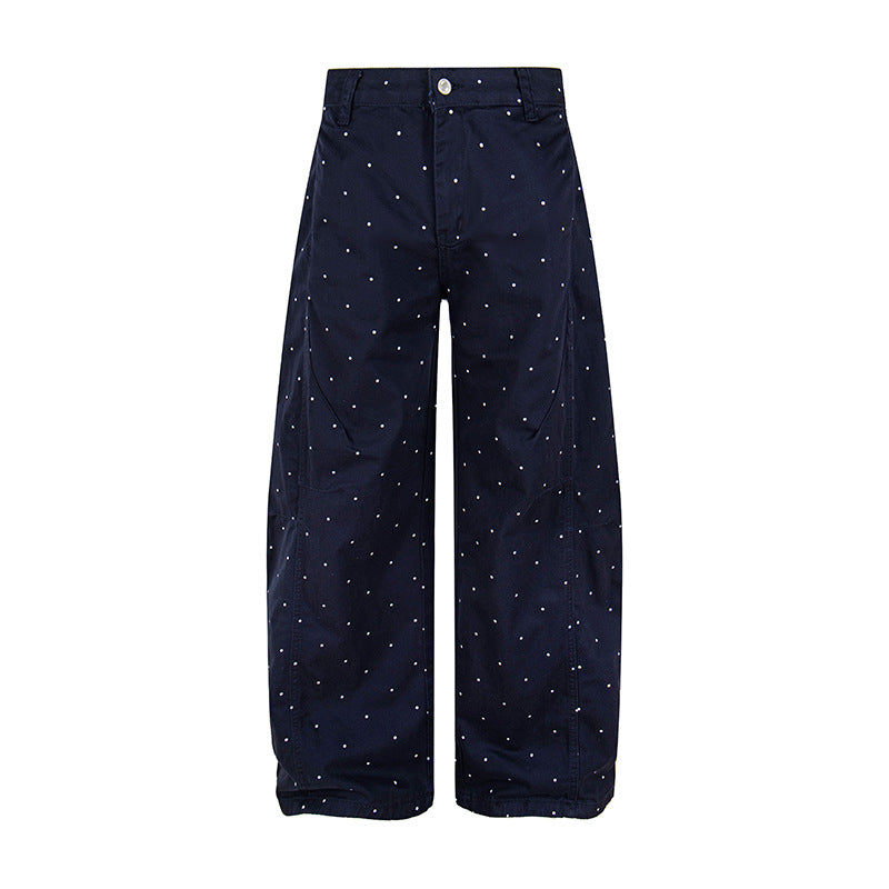 Damen High‑Waist Palazzo‑Hose im Culotte‑Stil mit weitem Bein und dezentem Punktmuster Nord Taschen