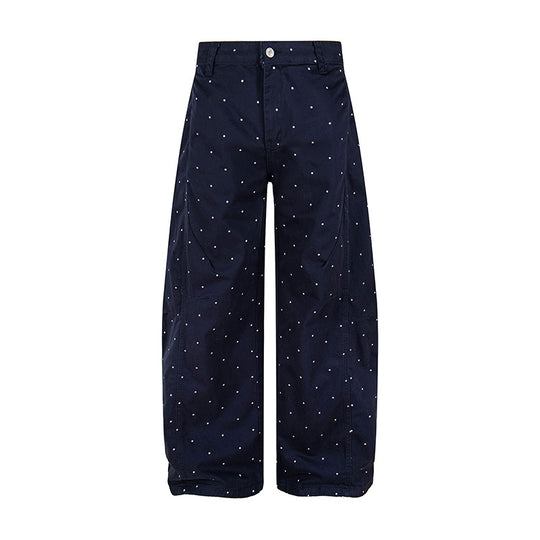 Damen High‑Waist Palazzo‑Hose im Culotte‑Stil mit weitem Bein und dezentem Punktmuster Nord Taschen