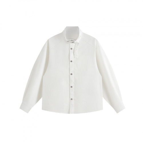 Unisex Kastenförmiges Overshirt mit Stehkragen, Bindeschlaufe und Druckknopfleiste Nord Taschen