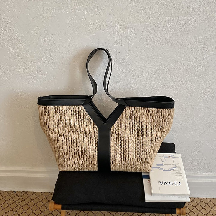 Damen elegante Strandtasche mit einzigartigem geflochtenem Design und robusten Lederakzenten Nord Taschen