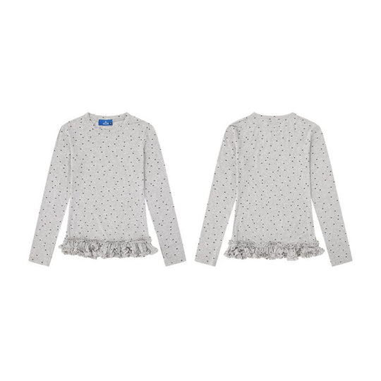 Damen Langarmshirt mit Rüschen-Saum und Pünktchen-Allover Nord Taschen