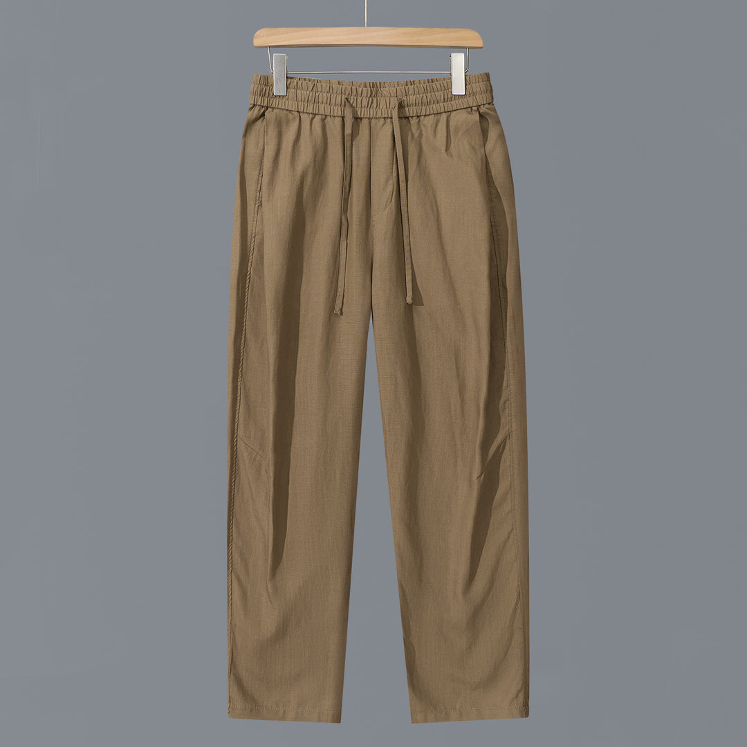 Herren Leinen-Baumwollhose mit elastischem Bund und Tunnelzug Nord Taschen